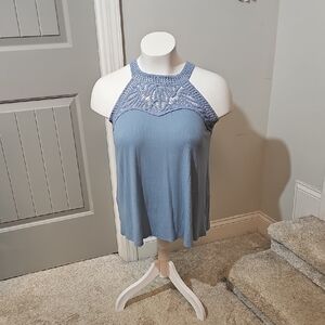 torrid Dusty Blue Crochet Halter Camisole